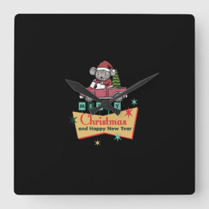 Merry Christmas and Happy New Year Square Wall Clock