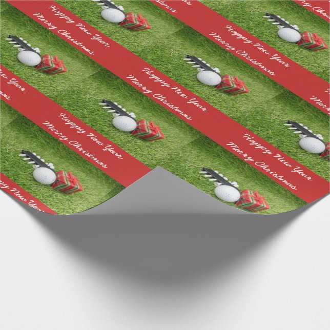 Merry Christmas and Happy New Year to golfer Wrapping Paper (Corner)