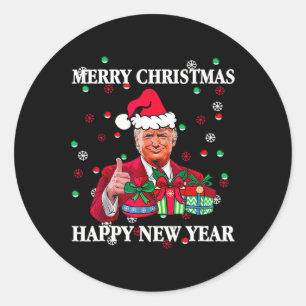 Merry Christmas And Happy New Year Trump Take Amer Classic Round Sticker