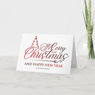 Merry Christmas and Happy New Year Typography Card