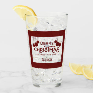 Merry Christmas and Happy New Year typography Glass