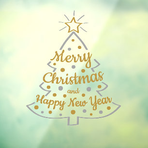 Merry christmas and happy new year window cling