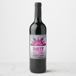 Merry Christmas And Happy New Year Wine Label