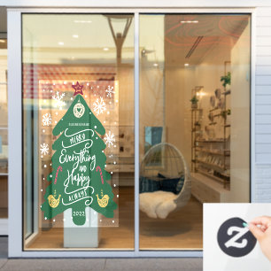 Merry Christmas and Happy New year, winter Window Cling