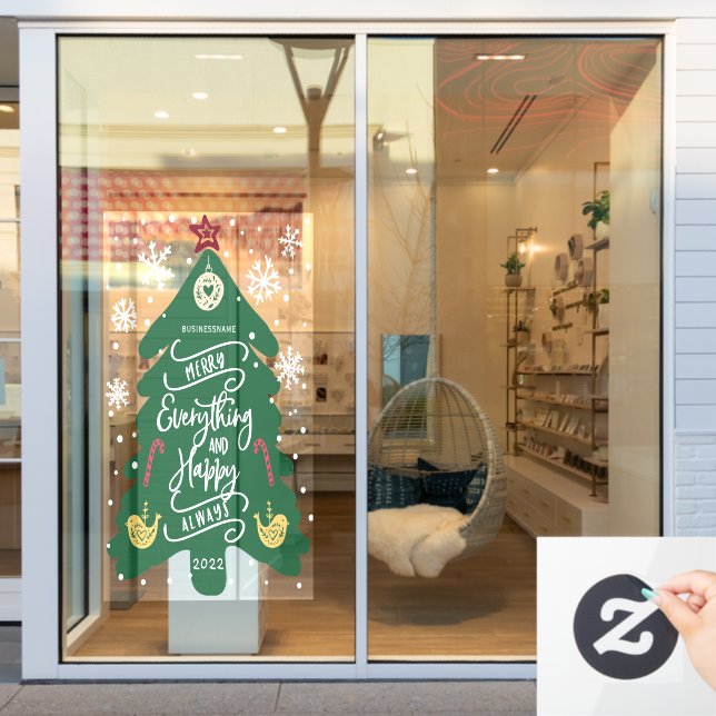 Merry Christmas and Happy New year, winter Window Cling (Store Window)