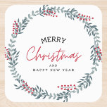 Merry Christmas And Happy New Year Wreath Classic Round Sticker<br><div class="desc">Merry Christmas And Happy New Year Wreath Classic Round Sticker</div>