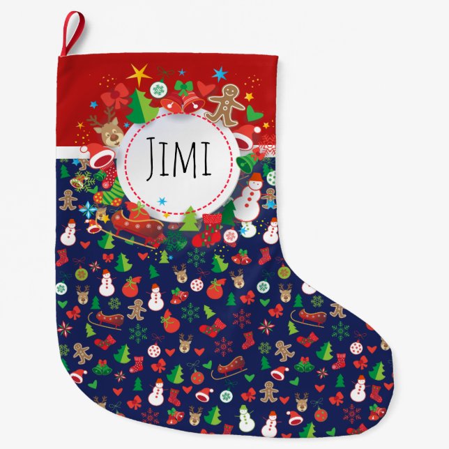 Merry Christmas and Happy New Year! XMAS 2025 Large Christmas Stocking (Front)