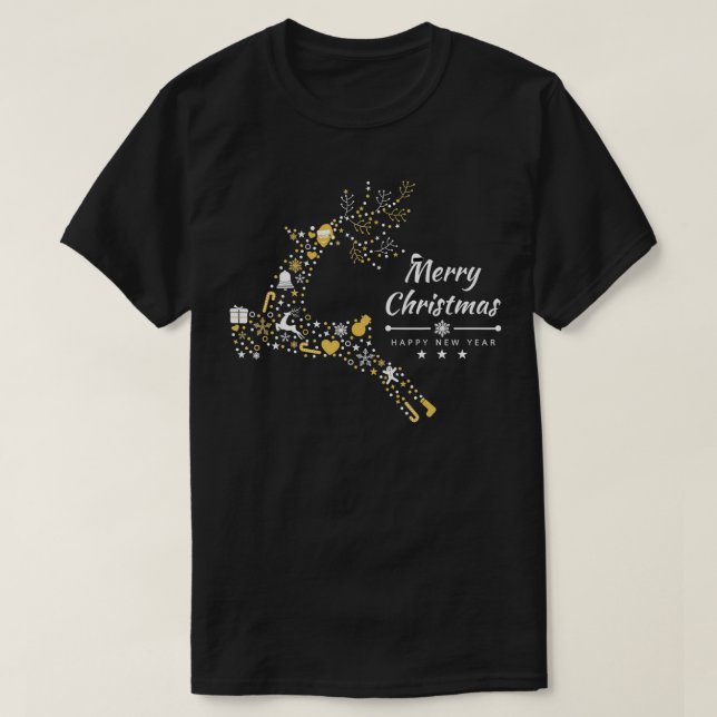 Merry Christmas and Happy New Year Xmas sleigh  T-Shirt (Design Front)