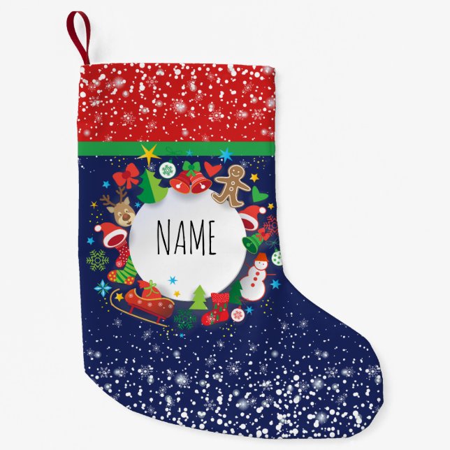 Merry Christmas and Happy New Year! XMAS Small Christmas Stocking (Front)