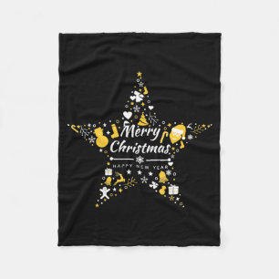 Merry Christmas And Happy New Year Xmas Star Fleece Blanket