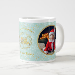 Merry Christmas and Love You Grandma Two Photos Large Coffee Mug