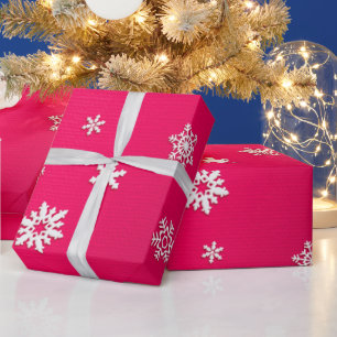 Merry Christmas and New Year White Snowflakes Wrapping Paper