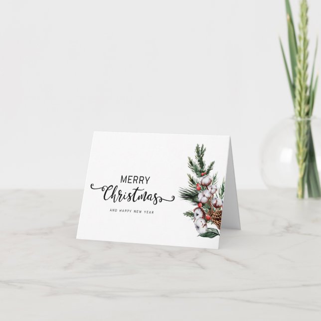 Merry Christmas and Photo Greeting Christmas Card (Front)