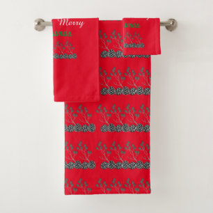 Merry Christmas and Pine Cones Bath Towel Set