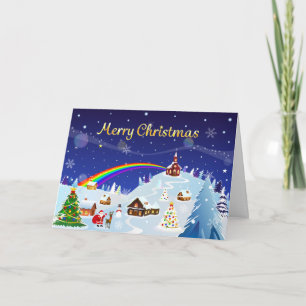 Merry Christmas and Rainbow Santa Card