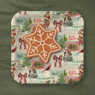 Merry Christmas and Seasons Greetings Paper Plate