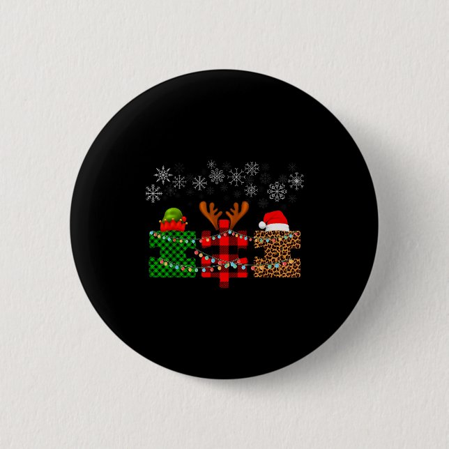 Merry Christmas And Snowflakes Autism Merry Christ 6 Cm Round Badge (Front)
