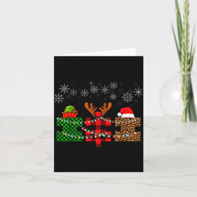 Merry Christmas And Snowflakes Autism Merry Christ Card (Front)