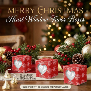 Merry Christmas and snowflakes heart window Favour Box