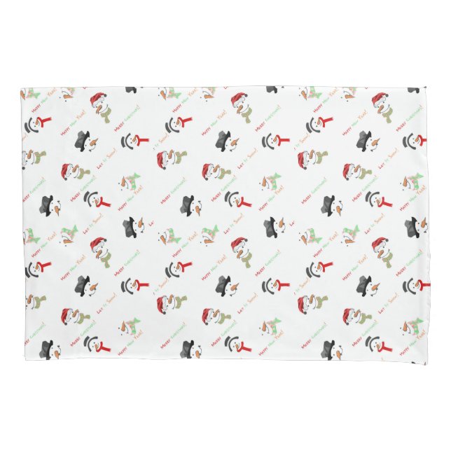 Merry Christmas and Snowman Pillowcases (Front)