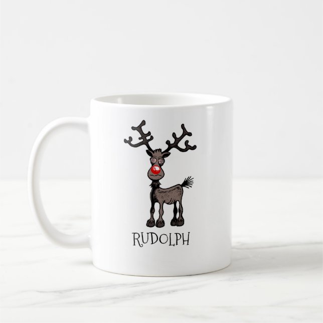 Merry Christmas and Stressmas with Rudolph Coffee Mug (Left)