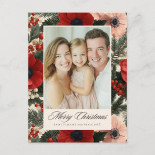 Merry Christmas Anemone Floral Background holiday