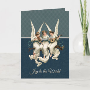Merry Christmas Angel Blue Teal Holiday Card