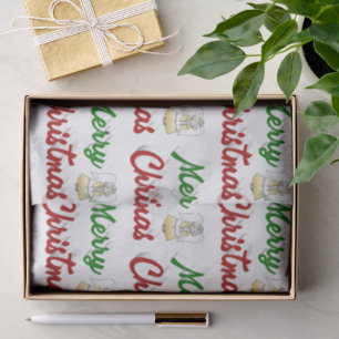 Merry Christmas Angel red green script Tissue Paper