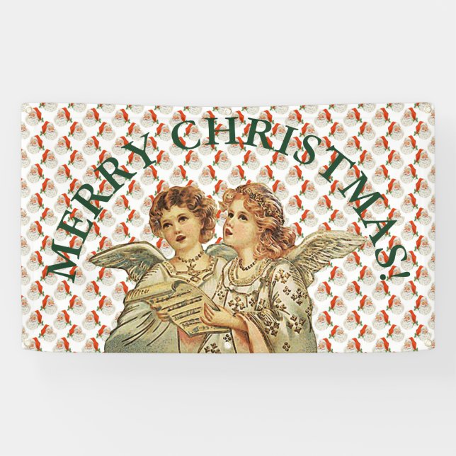 MERRY CHRISTMAS ANGELS Banner WITH GROMMET (Horizontal)