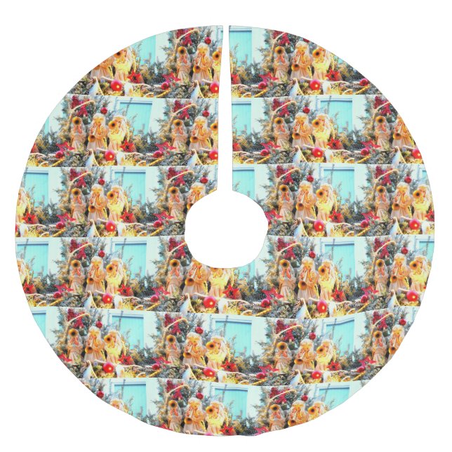 merry christmas angels brushed polyester tree skirt (Front)