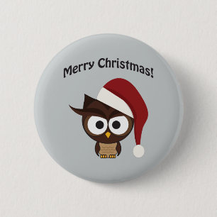 Merry Christmas Angry Owl 6 Cm Round Badge