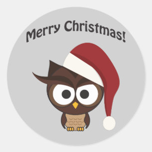 Merry Christmas Angry Owl Classic Round Sticker
