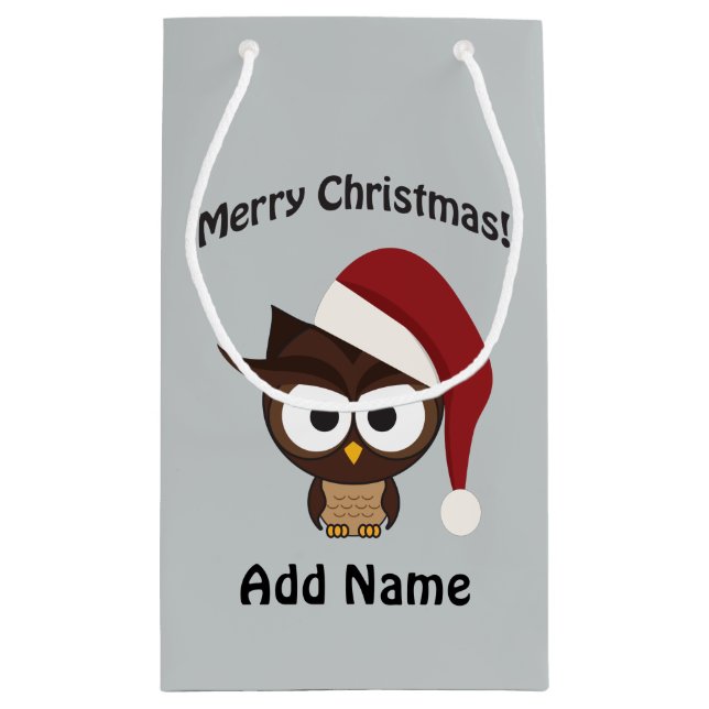 Merry Christmas Angry Owl Small Gift Bag (Back)