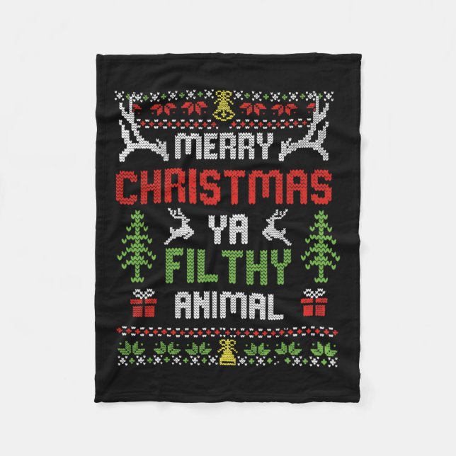 Merry Christmas Animal Filthy Ya  Fleece Blanket (Front)