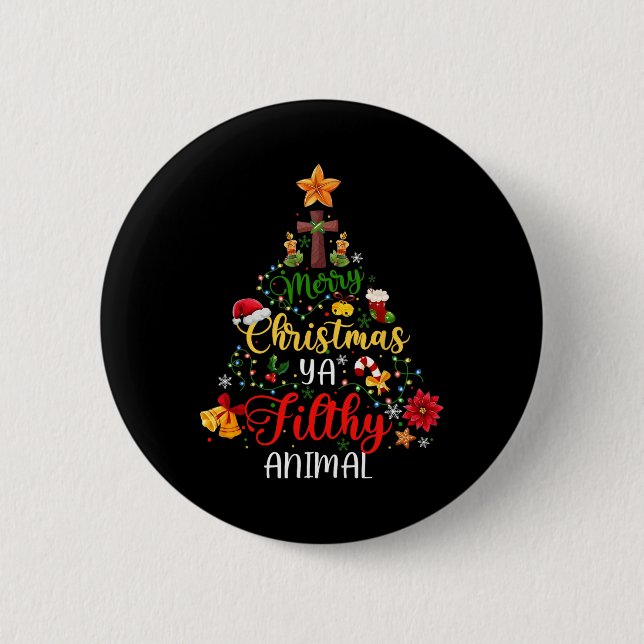 Merry Christmas Animal Filthy Ya Funny Xmas Family 6 Cm Round Badge (Front)