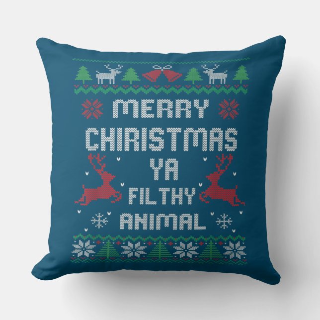 Merry Christmas Animal Filthy Ya Great Cushion (Front)