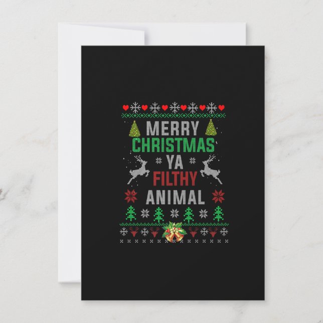 Merry Christmas Animal Filthy Ya Shirt Funny Xmas  Invitation (Front)