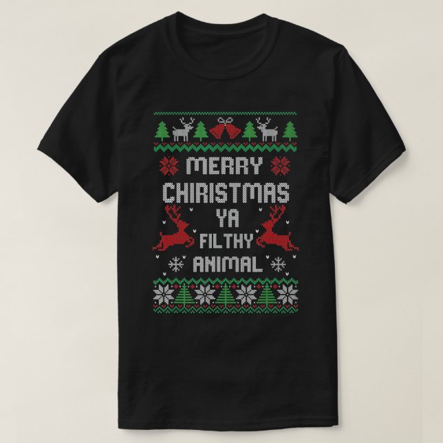 Merry Christmas Animal Filthy Ya  T-Shirt (Design Front)