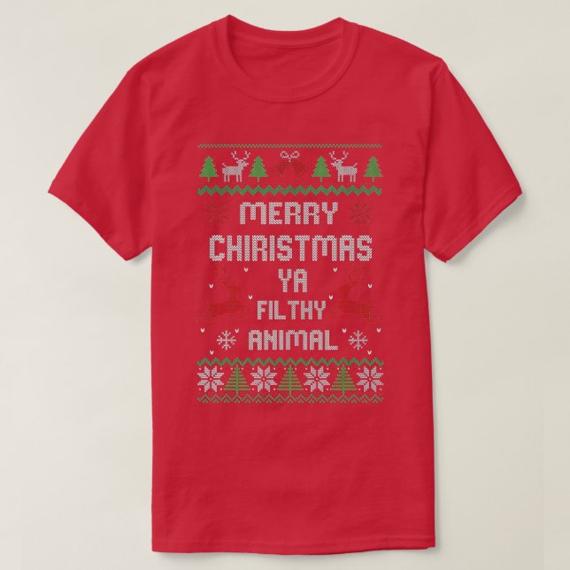 Merry Christmas Animal Filthy Ya  T-Shirt (Design Front)