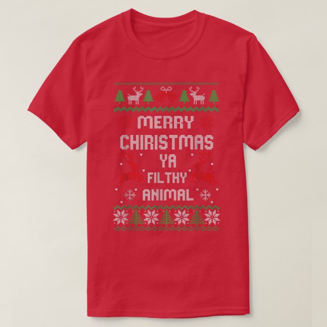 Merry Christmas Animal Filthy Ya T-Shirt (Design Front)