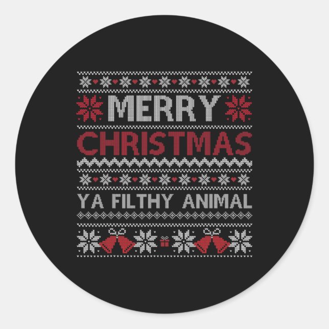Merry Christmas Animal Filthy Ya Ugly  Style Xmas  Classic Round Sticker (Front)