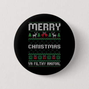 Merry Christmas Animal Filthy Ya Ugly Xmas Family  6 Cm Round Badge