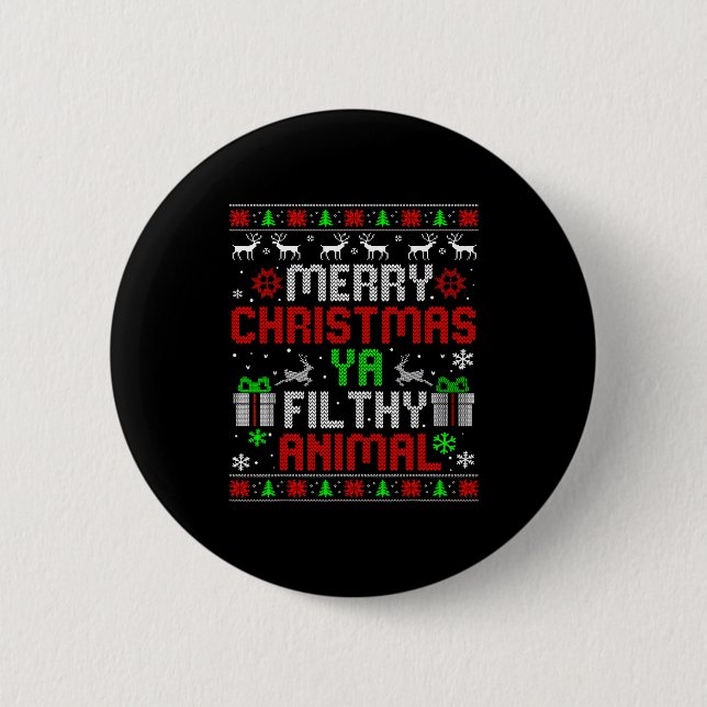 Merry Christmas Animal Filthy Ya Xmas Family Pajam 6 Cm Round Badge (Front)