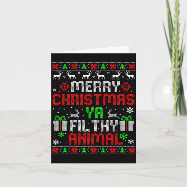 Merry Christmas Animal Filthy Ya Xmas Family Pajam Card (Front)
