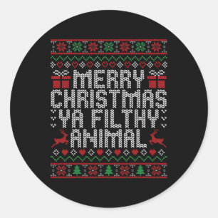 Merry Christmas Animal Filthy Ya Xmas Family Pajam Classic Round Sticker