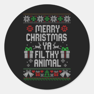 Merry Christmas Animal Filthy Ya Xmas Family Pajam Classic Round Sticker