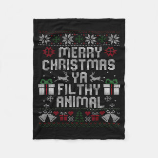 Merry Christmas Animal Filthy Ya Xmas Family Pajam Fleece Blanket