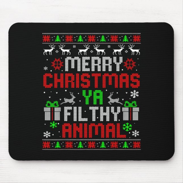 Merry Christmas Animal Filthy Ya Xmas Family Pajam Mouse Mat (Front)