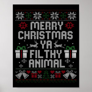 Merry Christmas Animal Filthy Ya Xmas Family Pajam Poster