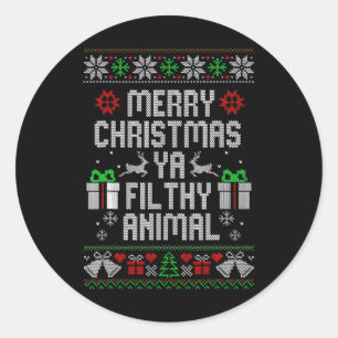 Merry Christmas Animal Filthy Ya Xmas Pajama 1 Classic Round Sticker